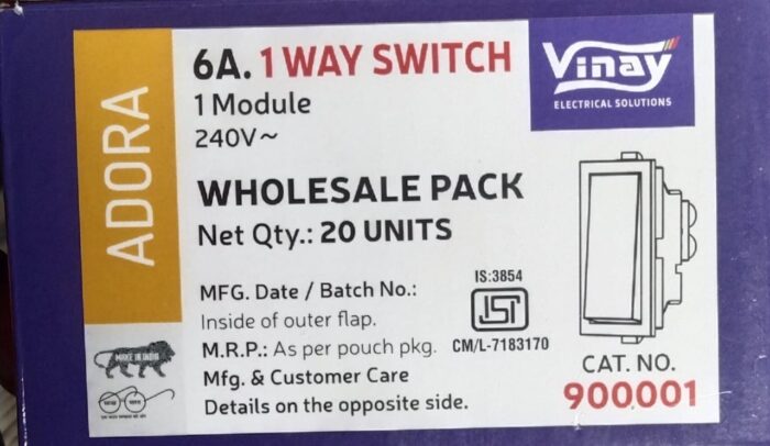 Vinay Adora 6A 1 way Switch (6A स्वीच) - Image 2