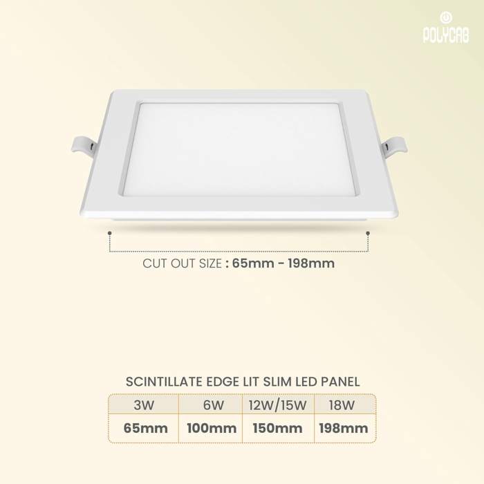 Polycab 12 Watt 6500K Panel Light Round/ Square - Image 2