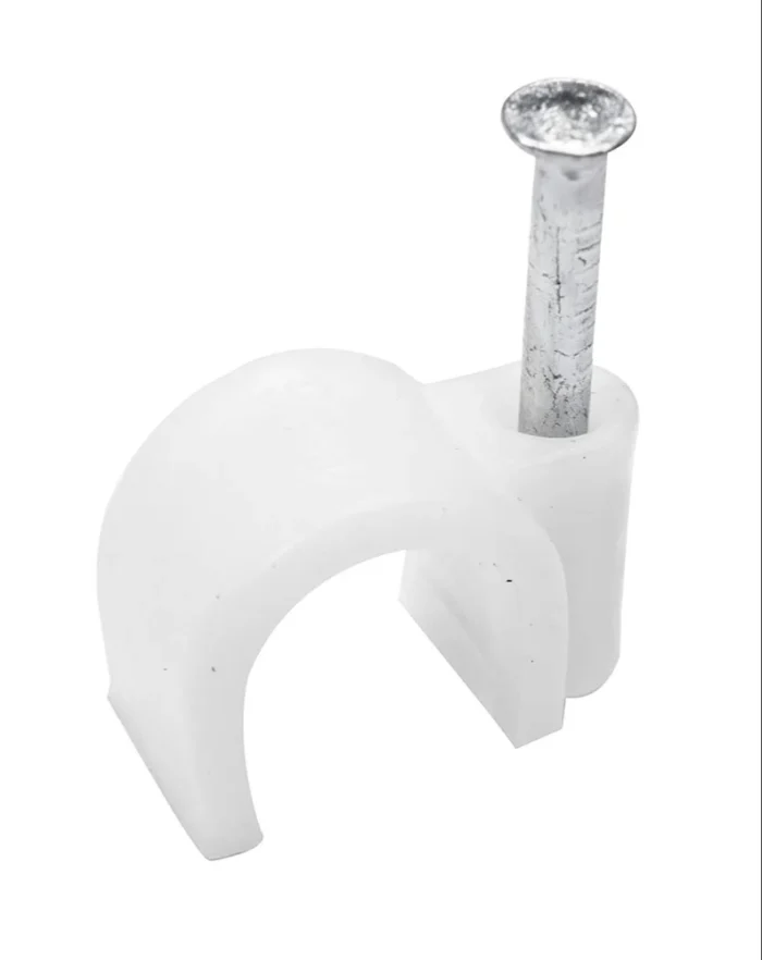 Plastic White 20 mm Circle Nail Cable Clip - Image 2