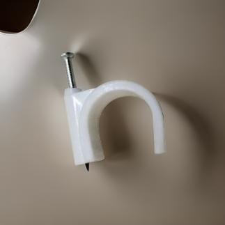 Plastic White 25 mm Circle Nail Cable Clip