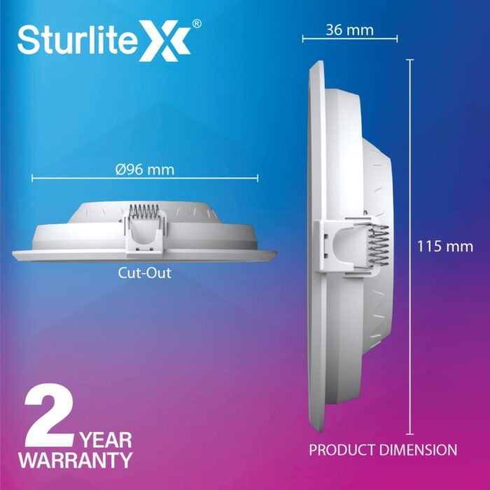 Sturlite Dex 8W Square/ Round LED Downlight 6500K - Image 2
