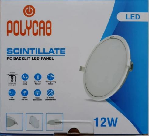 Polycab 12 Watt 6500K Panel Light Round/ Square