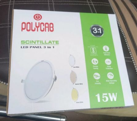 Polycab 15 Watt 3in1 Panel Light 6500K Round/ Square