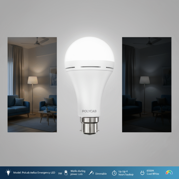 Polycab 9W Aelius Rechargeable Dimmable LED Bulb - Image 4