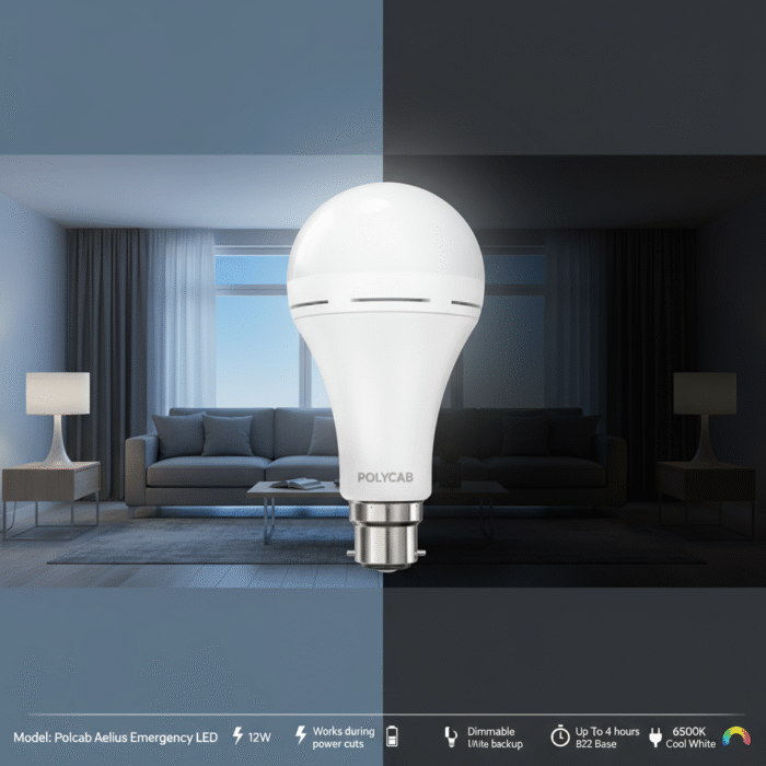 Polycab 12W Aelius Rechargable Dimmable LED Bulb - Image 4