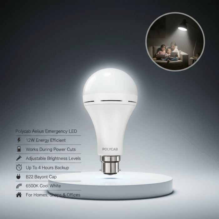 Polycab 12W Aelius Rechargable Dimmable LED Bulb - Image 5