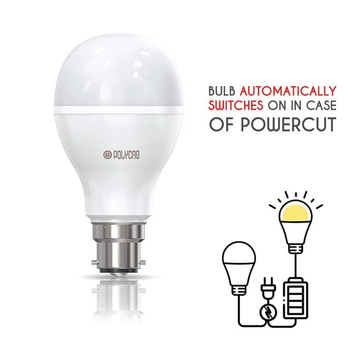 Polycab 9-Watts B22 LED White Emergency Bulb- Cool Daylight - Image 3