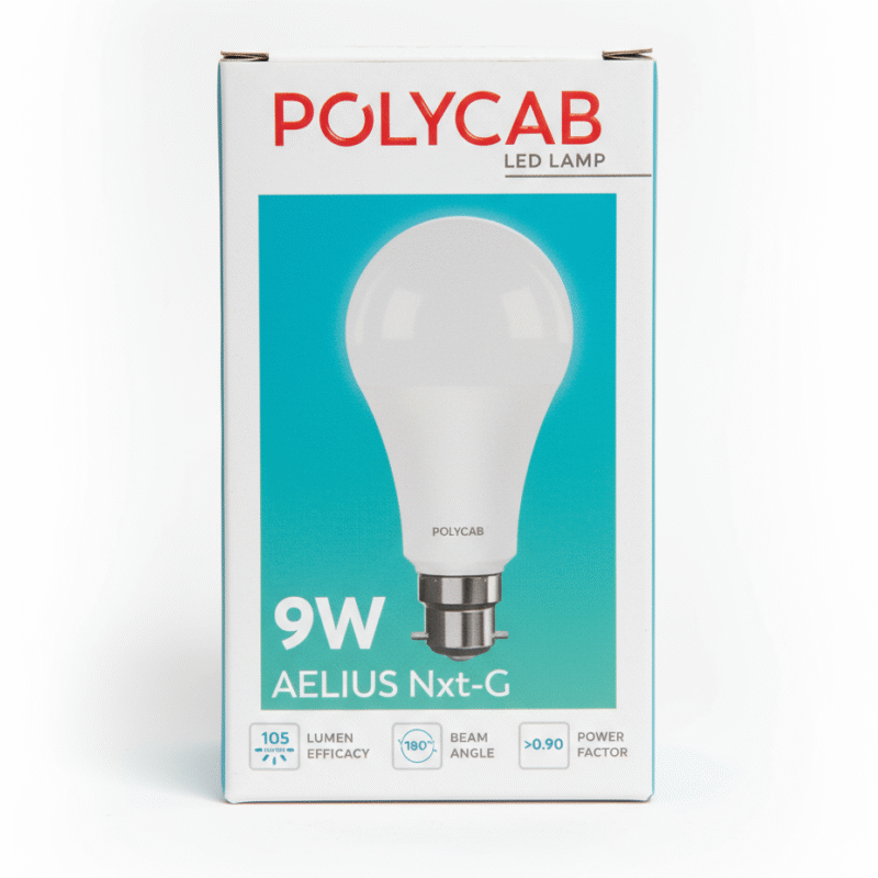 Polycab Aelius NXT G 9W LED Bulb – B22 Base, 6500K Cool White
